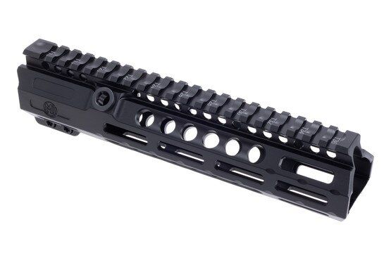 M-LOK rail with seven-sided accessory slots and dual QD sling sockets